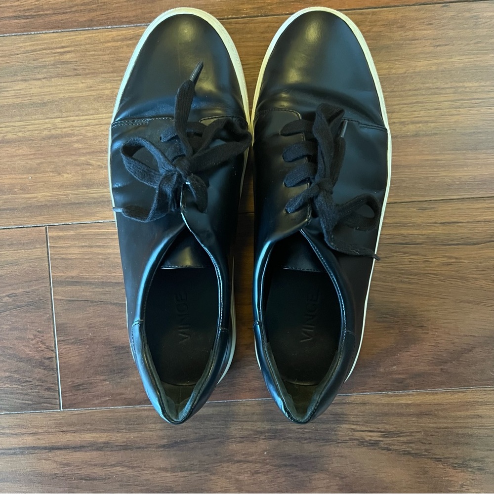 Vince Black Leather Sneakers